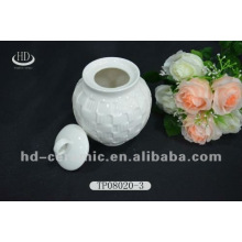 Tazón de fuente de cerámica de la porcelana con la tapa, pote de cerámica con la tapa